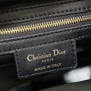 Dior Women Medium D-Motion Bag Black Macrocannage Lambskin