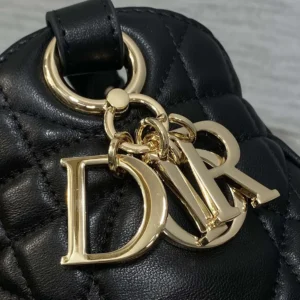 Dior Women Medium D-Motion Bag Black Macrocannage Lambskin