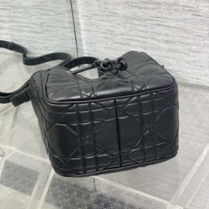 Dior Women Medium D-Motion Bag Black Macrocannage Lambskin