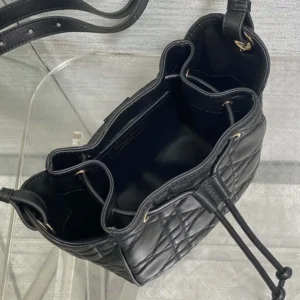 Dior Women Medium D-Motion Bag Black Macrocannage Lambskin