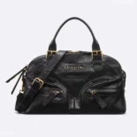 Dior Women Medium Grand Tour Bowling Bag Black Crinkled Calfskin