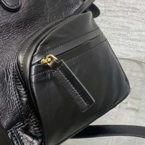 Dior Women Medium Grand Tour Bowling Bag Black Crinkled Calfskin