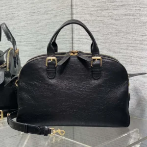 Dior Women Medium Grand Tour Bowling Bag Black Crinkled Calfskin