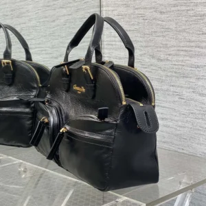 Dior Women Medium Grand Tour Bowling Bag Black Crinkled Calfskin