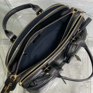 Dior Women Medium Grand Tour Bowling Bag Black Crinkled Calfskin