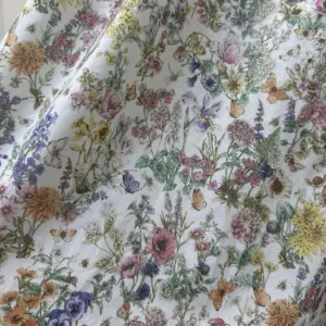 Dior Women Mid-Length Flared Skirt Cotton Muslin with Multicolor Dior Flowers Calendar Allover Motif