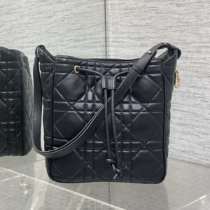 Dior Women Small D-Motion Bag Black Macrocannage Lambskin
