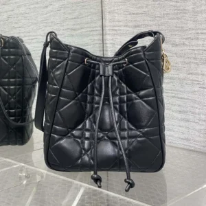 Dior Women Small D-Motion Bag Black Macrocannage Lambskin