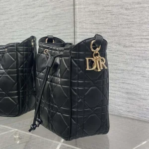 Dior Women Small D-Motion Bag Black Macrocannage Lambskin
