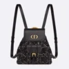 Dior Women Small Dior Caro Backpack Black Tweed with White Cannage Motif