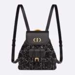 Dior Women Small Dior Caro Backpack Black Tweed with White Cannage Motif