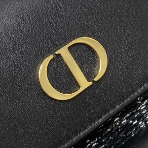 Dior Women Small Dior Caro Backpack Black Tweed with White Cannage Motif