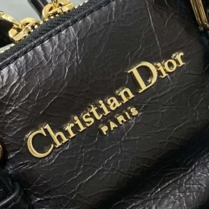 Dior Women Small Grand Tour Bowling Bag Black Crinkled Calfskin