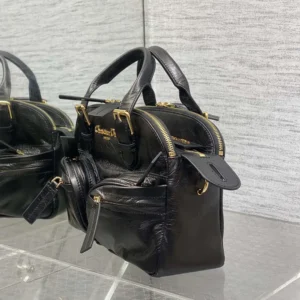 Dior Women Small Grand Tour Bowling Bag Black Crinkled Calfskin