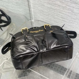 Dior Women Small Grand Tour Bowling Bag Black Crinkled Calfskin