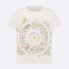 Dior Women T-Shirt White Cotton Jersey with Multicolor Dior Astral Flowers Motif
