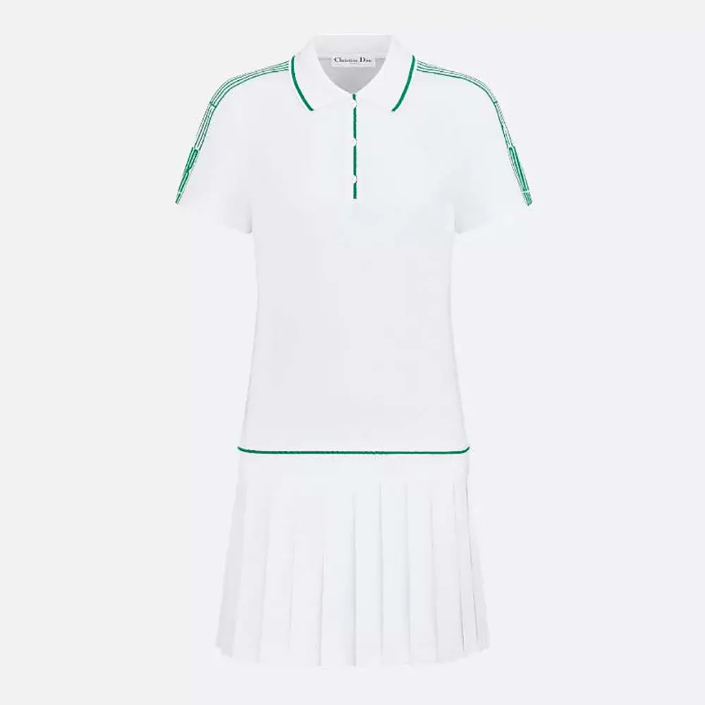 dior vibe short pleated dress Dior Women Vibe Short Pleated Dress White Cotton Jersey 543R01A4234