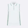 Dior Women Vibe Sleeveless Polo Shirt White Cotton Jersey with Pine Green Dior Graphique Motif