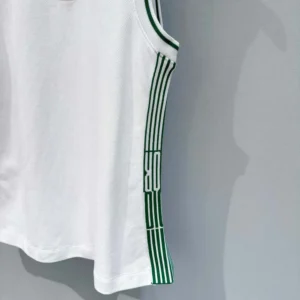Dior Women Vibe Sleeveless Polo Shirt White Cotton Jersey with Pine Green Dior Graphique Motif