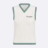 Dior Women Vibe Sweater Vest Ecru, Black and Pine Green Cotton and Silk Cable Knit