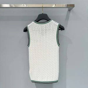 Dior Women Vibe Sweater Vest Ecru Black and Pine Green Cotton and Silk Cable Knit
