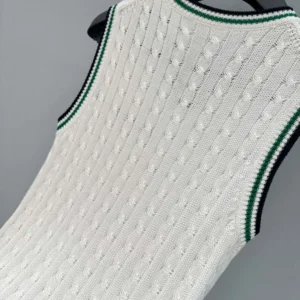 Dior Women Vibe Sweater Vest Ecru Black and Pine Green Cotton and Silk Cable Knit