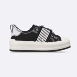 Dior Women Walk'n'Dior Platform Sneaker Black and White Fringed Cotton Canvas