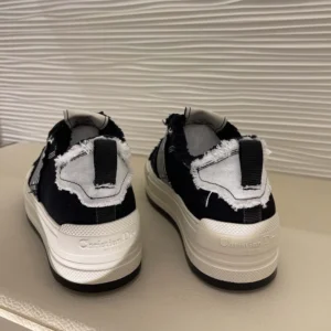 Dior Women Walk'n'Dior Platform Sneaker Black and White Fringed Cotton Canvas