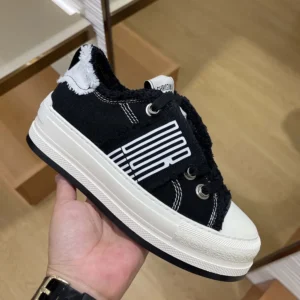 Dior Women Walk'n'Dior Platform Sneaker Black and White Fringed Cotton Canvas