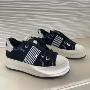 Dior Women Walk'n'Dior Platform Sneaker Black and White Fringed Cotton Canvas