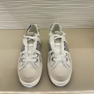Dior Women Walk'n'Dior Platform Sneaker White and Black Fringed Cotton Canvas