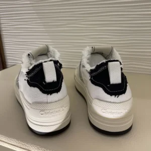 Dior Women Walk'n'Dior Platform Sneaker White and Black Fringed Cotton Canvas