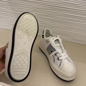 Dior Women Walk'n'Dior Platform Sneaker White and Black Fringed Cotton Canvas
