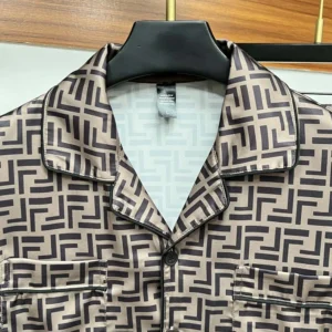 Fendi Women FF Short-Sleeved Silk Pajama Set
