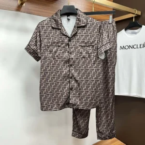 Fendi Women FF Short-Sleeved Silk Pajama Set