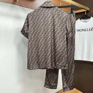Fendi Women FF Short-Sleeved Silk Pajama Set