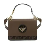 Fendi Women KAN I F Small Gray Leather Mini-Bag in Calf