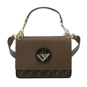 Fendi Women KAN I F Small Gray Leather Mini-Bag in Calf