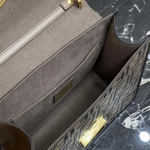 Fendi Women KAN I F Small Gray Leather Mini-Bag in Calf