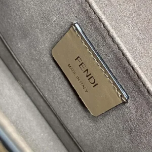 Fendi Women KAN I F Small Gray Leather Mini-Bag in Calf