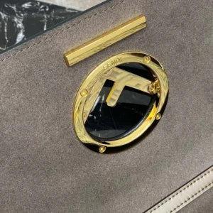 Fendi Women KAN I F Small Gray Leather Mini-Bag in Calf