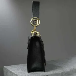 Fendi Women Kan I F Leather Bag in Calfskin Leather-Black