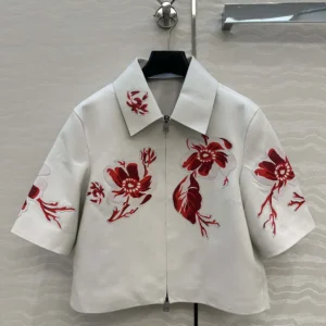 Fendi Women White Inlaid Leather Jacket FPJ885AVA0F1SAW