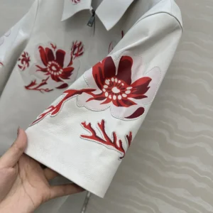 Fendi Women White Inlaid Leather Jacket FPJ885AVA0F1SAW