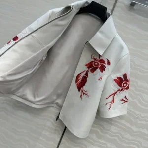 Fendi Women White Inlaid Leather Jacket FPJ885AVA0F1SAW