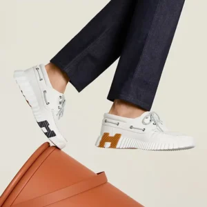 Hermes Men Ketch Sneaker in Deerskin-White H251919ZH90430