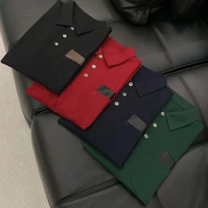 Hermes Men Polo Shirt with Pocket-Dark Green