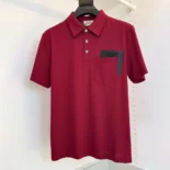Hermes Men Polo Shirt with Pocket-Red