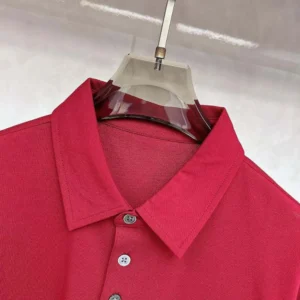 Hermes Men Polo Shirt with Pocket-Red