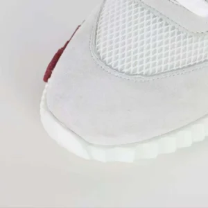 Hermes Unisex Bouncing Sneaker in Graphic Mesh and Suede Goatskin-White